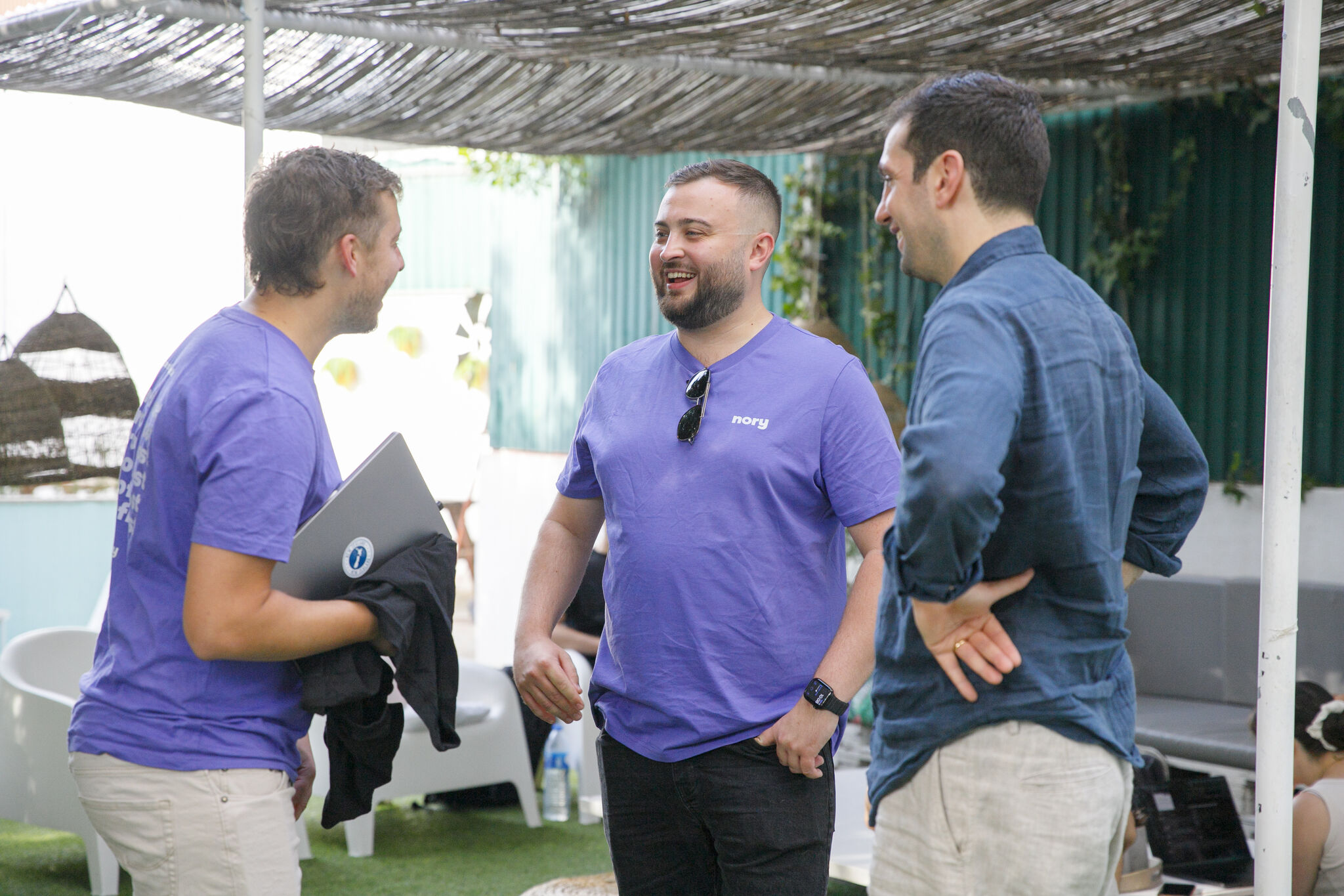 Nory partner discussion outdoors